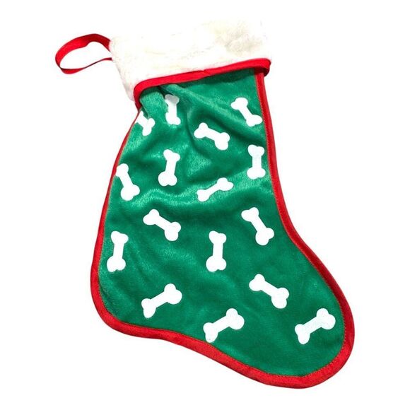Christmas Dog & Knit Lot of 2 Stocking Set With Bone & Striped Designs Cat Puppy - Picture 2 of 7